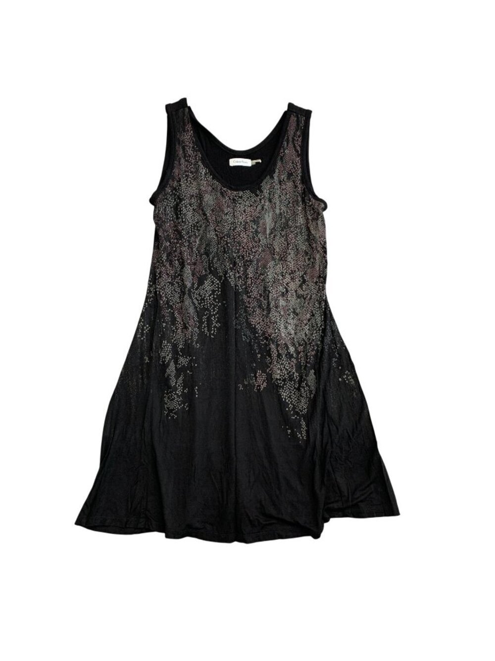 Calvin Klein Women's 12 Black Sleeveless Knee Tank Dress  Abstract Print P0080